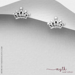 Sterling silver crown stud earrings