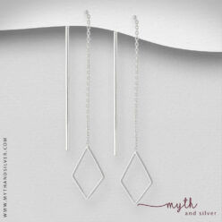 Sterling silver rhombus threader earrings