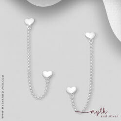 925 Sterling silver heart double piercing earrings