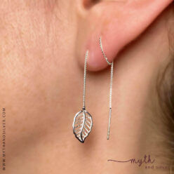 Sterling silver leaf threader earrings