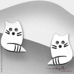 925 Sterling silver cat stud earrings