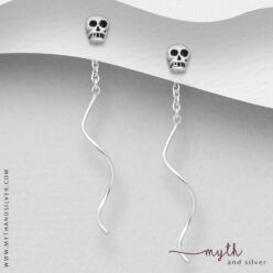 Tiny skull threader earrings