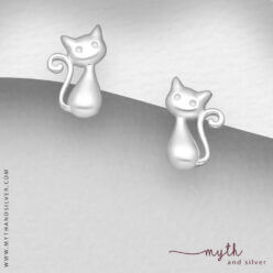 925 sterling silver cat stud earrings