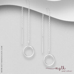 Sterling silver circle threader earrings