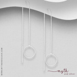 925 Sterling silver circle threader earrings