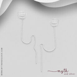 925 Sterling Silver threader earrings with ear cuffs attached