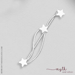 Three star ear climber in sterling silver