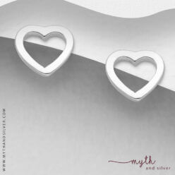 925 Sterling silver open heart stud earrings