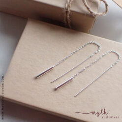 Sterling silver threader earrings with bar attachment