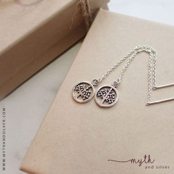 Sterling silver tree of life threader earrings