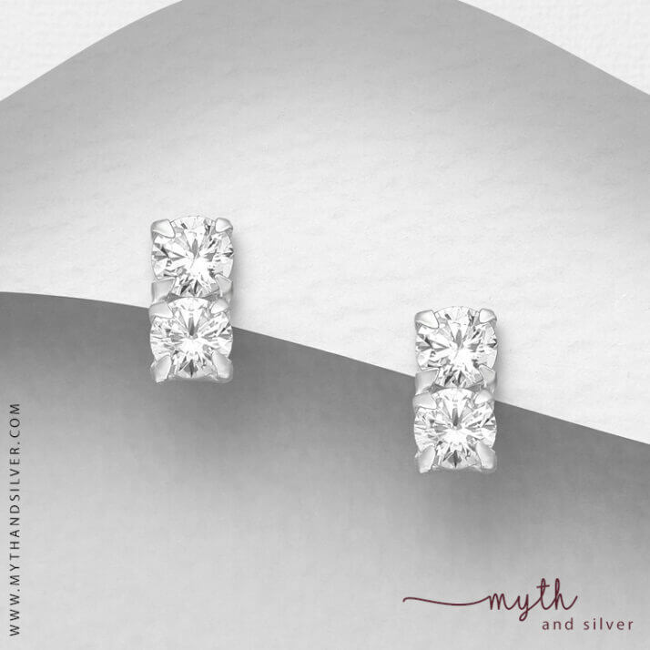 925 Sterling silver ear studs with cubic zirconia