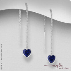 Dark blue cz threader earrings