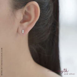 Sterling silver double CZ ear studs