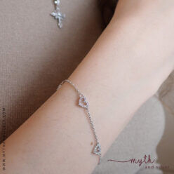 925 CZ sterling silver triple heart bracelet