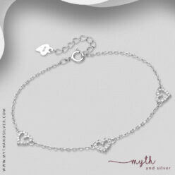 925 Sterling silver triple heart bracelet