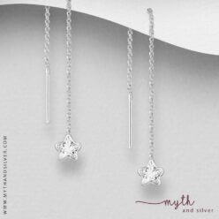 Small CZ star threader earrings