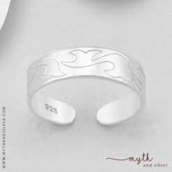 Abstract engraved toe ring in 925 Sterling silver