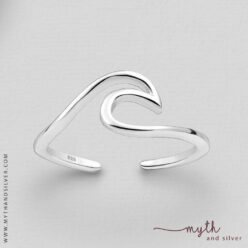 Sterling silver polished wave toe ring