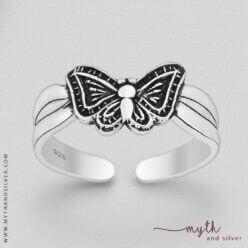 925 Sterling silver oxidised butterfly toe ring