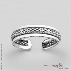 925 Sterling silver adjustable toe ring with mesh design