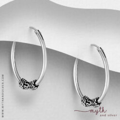 Sterling silver Bali-style hoops