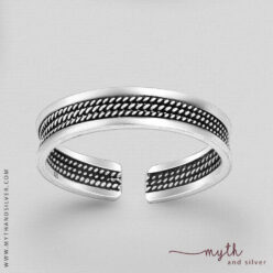 925 Sterling silver oxidised rope design adjustable toe ring