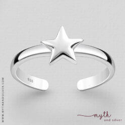 Sterling silver adjustable star toe ring