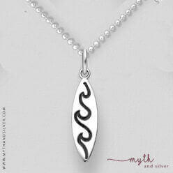 Wave board pendant on 925 Sterling Silver Italian ball chain