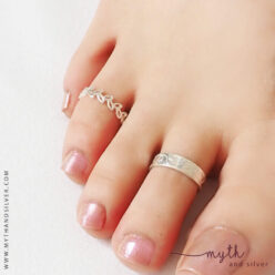 Abstract and leaf sterling silver toe rings