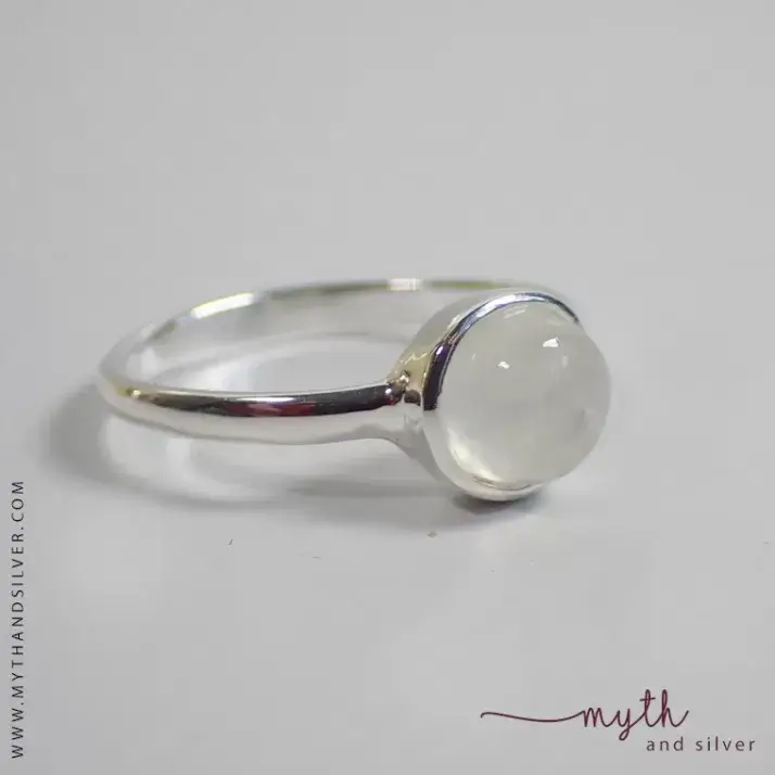 Circular moonstone ring - close up