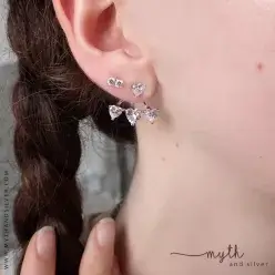 4-heart- CZ ear jacket earrings