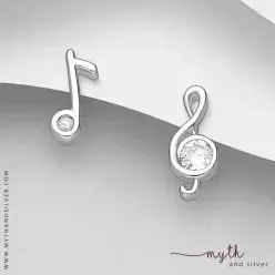 925 Sterling Silver music note and treble clef earrings with CZ