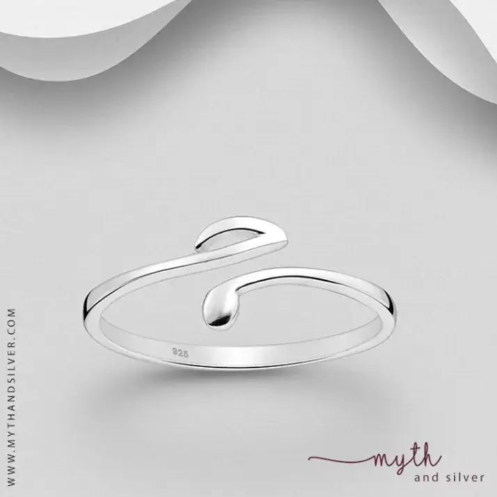 925 Sterling Silver adjustable music note ring