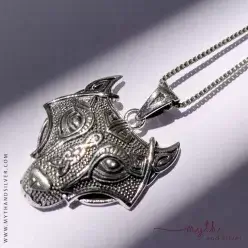 Silver wolf pendant