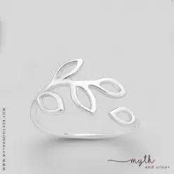 925 Sterling Silver Adjustable Leaf Ring