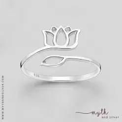 925 Sterling Silver Adjustable Lotus Ring