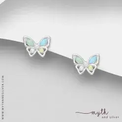 Pretty butterfly CZ 925 Sterling Silver ear studs