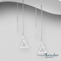 Sterling Silver double triangle threader earrings