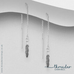 Sterling silver feather threader earrings