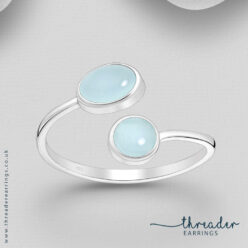 Light Sky Blue Chalcedony Sterling Silver ring, adjustable