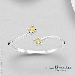 Elegant adjustable ring set with Citrine gemstones