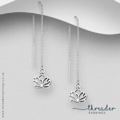 925 Sterling silver lotus flower threader earrings